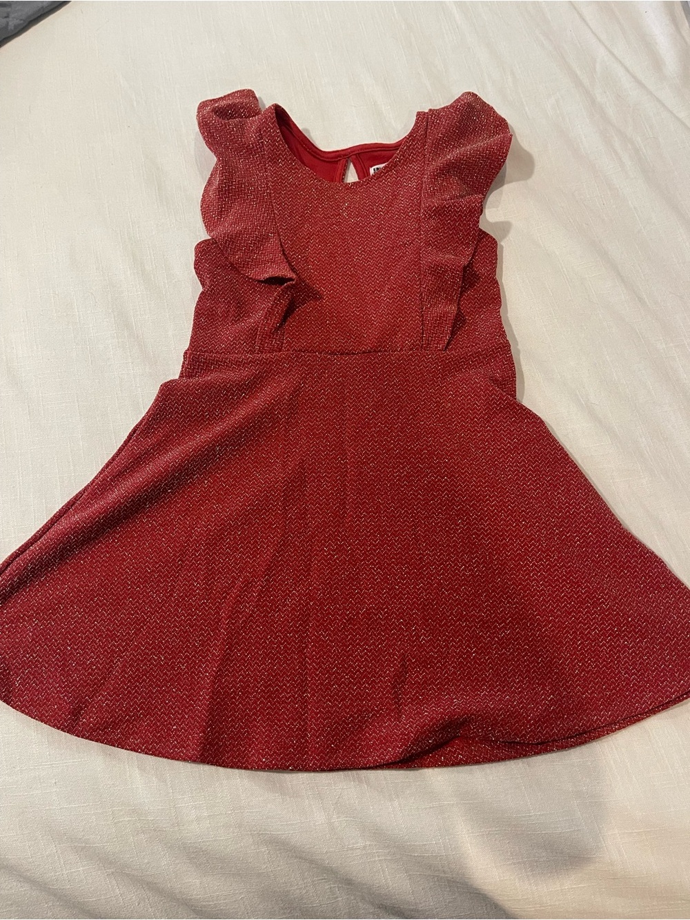 Epic Threads Red Glitter Ruffle Skater Dress